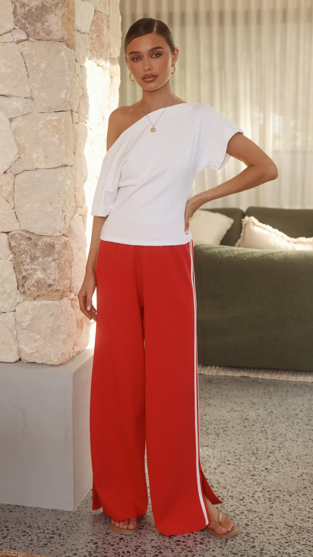 Jaysha Pants - Red/White