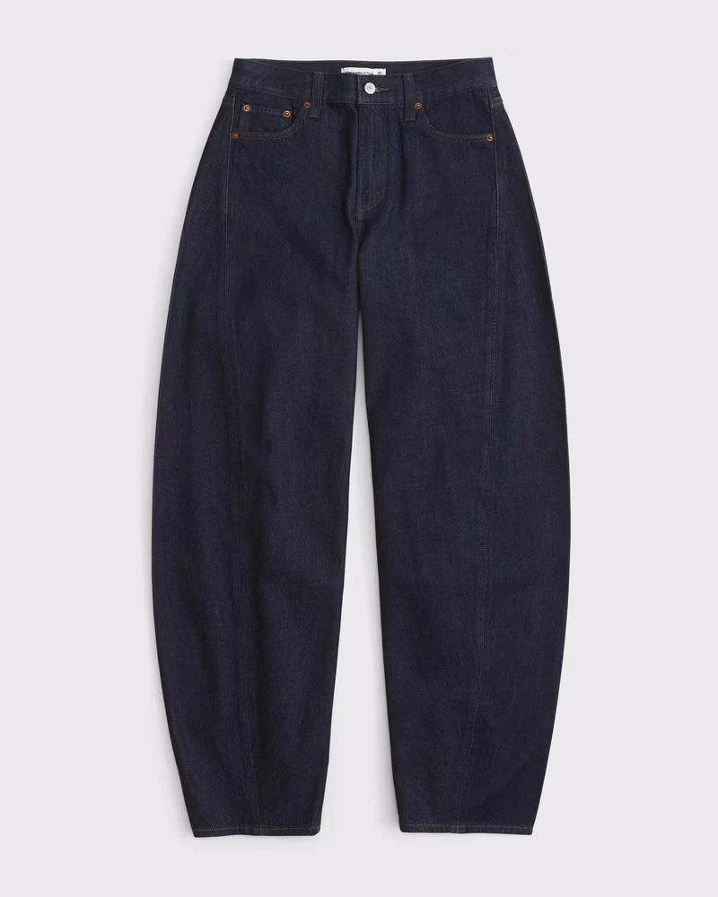 Drapey Rigid  High Rise Ultra Barrel Jean - Rinse