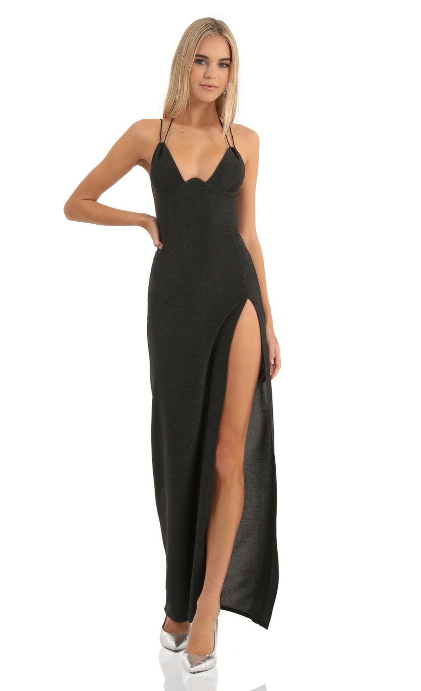 Knit Corset Maxi Dress in Black