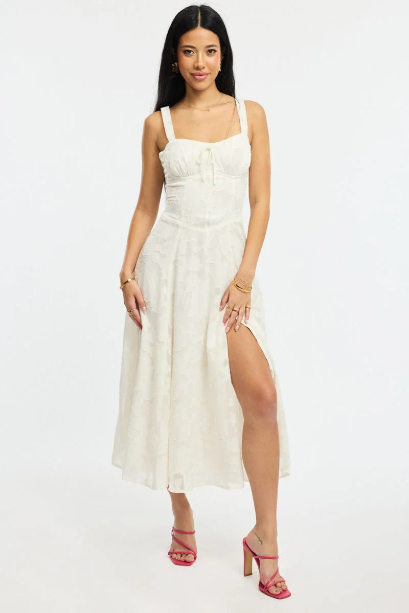 White Midi Dress Burn Out