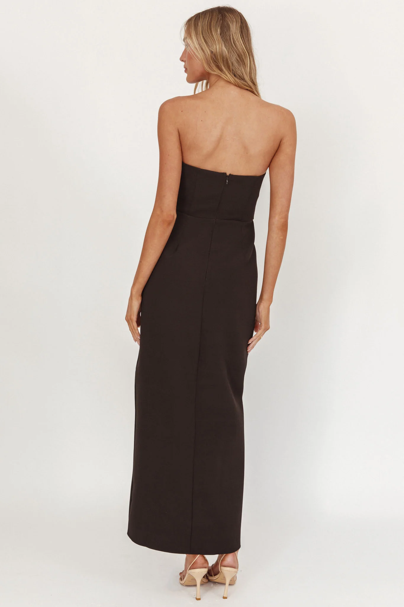 Samanntha Strapless Bow Detail Midi Dress Black