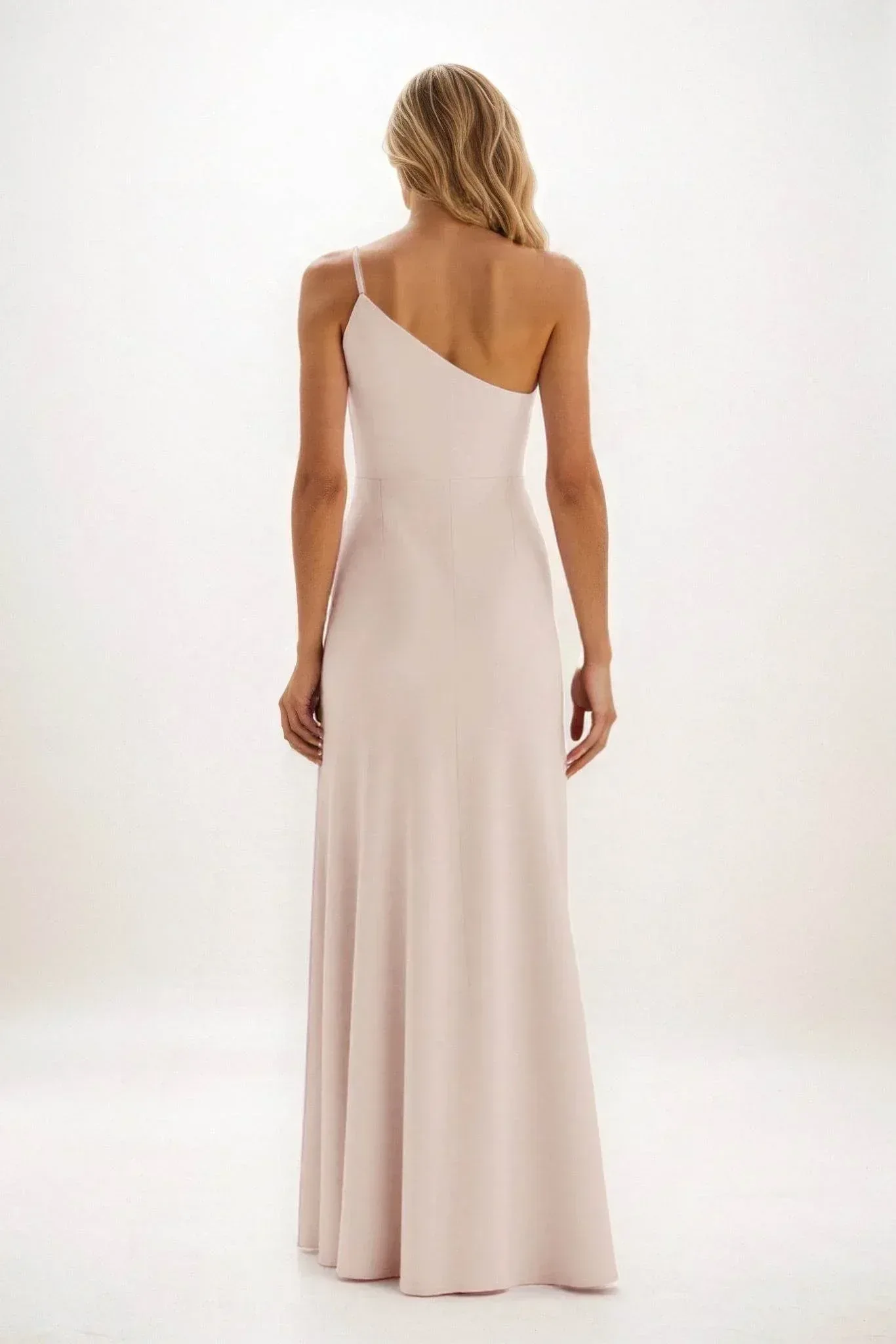 Sheath-Column Maxi Luxe Satin Bridesmaid Dress CB0842