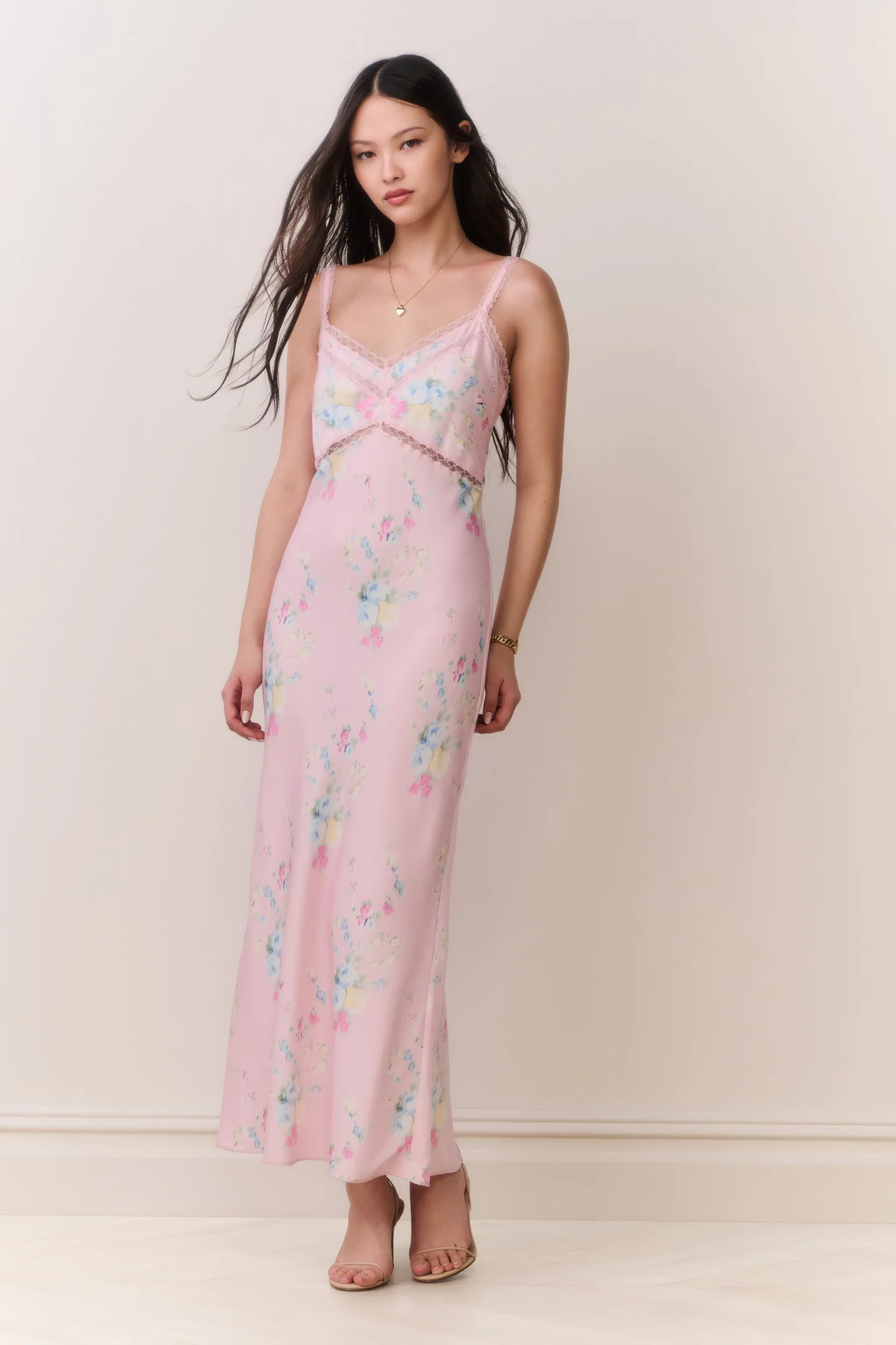 Annabeth Satin Floral Maxi Slip Dress