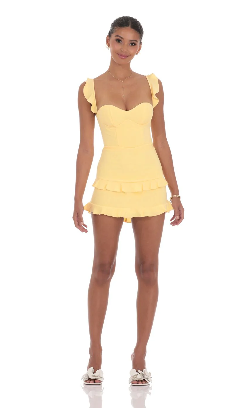 Ruffle Bodycon Dress in Yellow