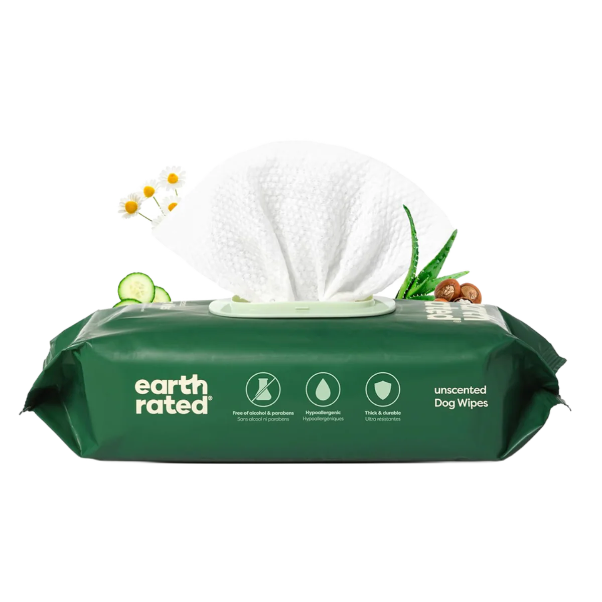 Earth Rated® Hypoallergenic 3-In-1 Dog Grooming Wipes, Unscented, 100 Ct