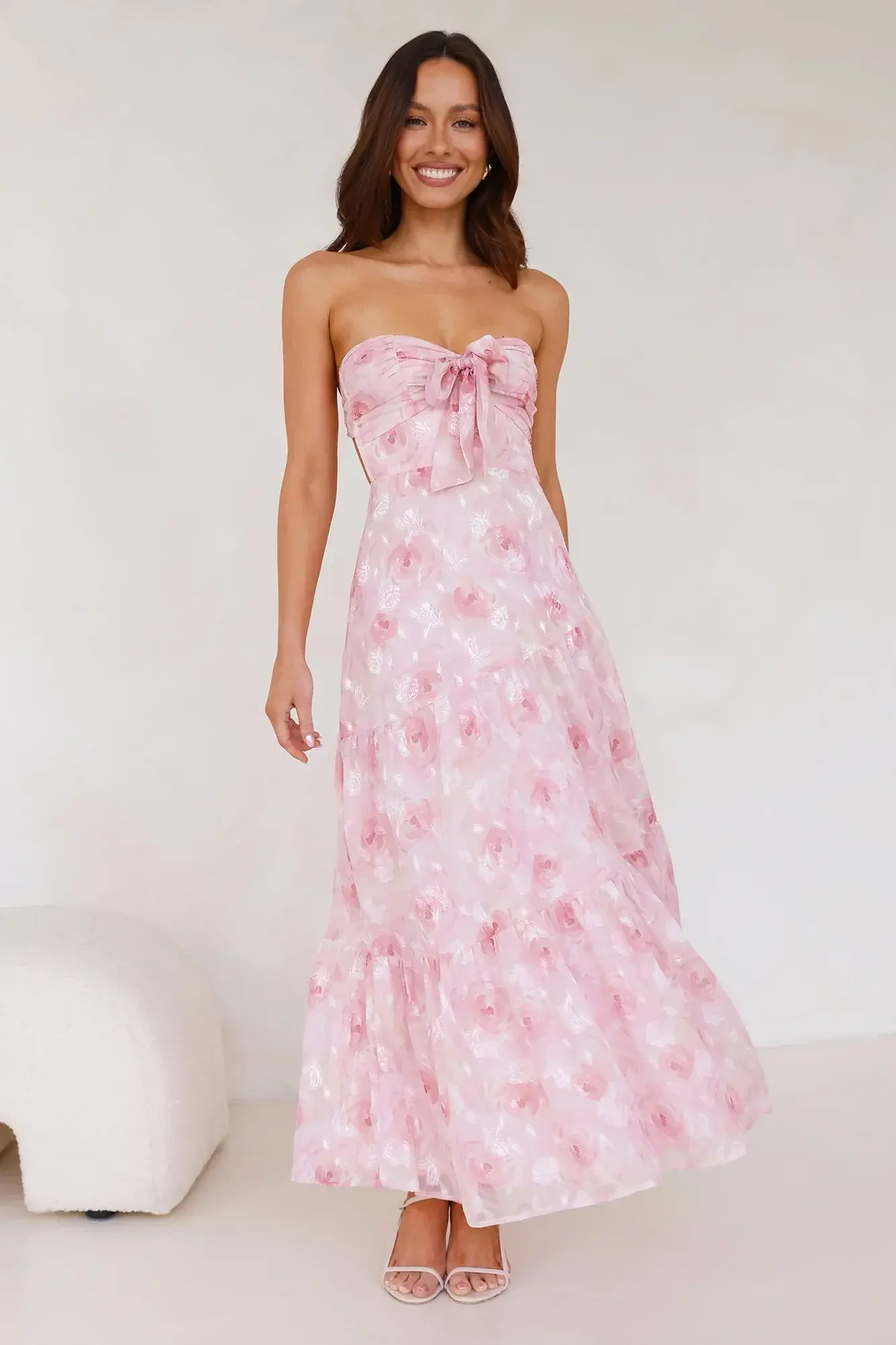 Queen Scenes Strapless Maxi Dress Pink - luluinthesky