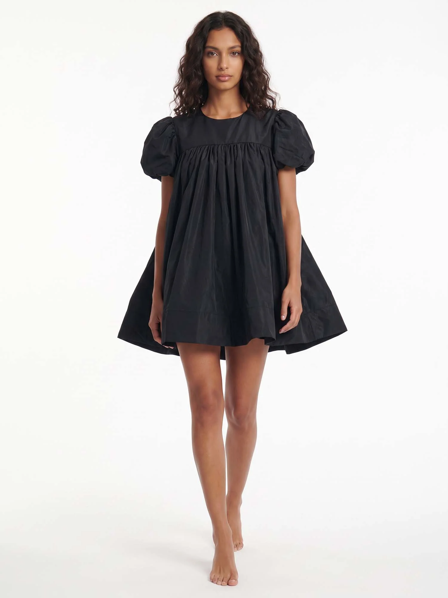 Black Puff Sleeve Mini Dress