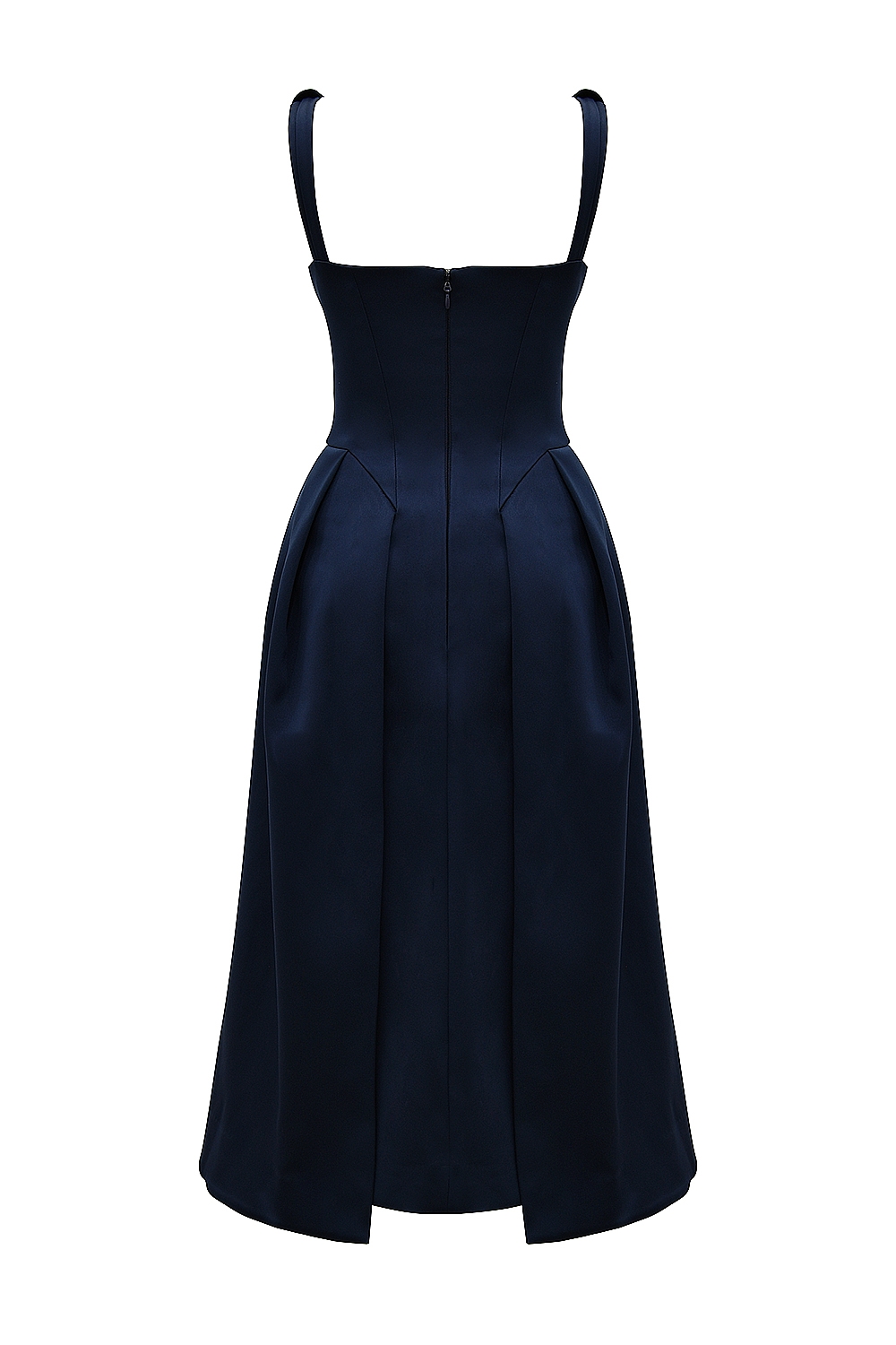 Midnight Twist Strap Satin Midi Dress