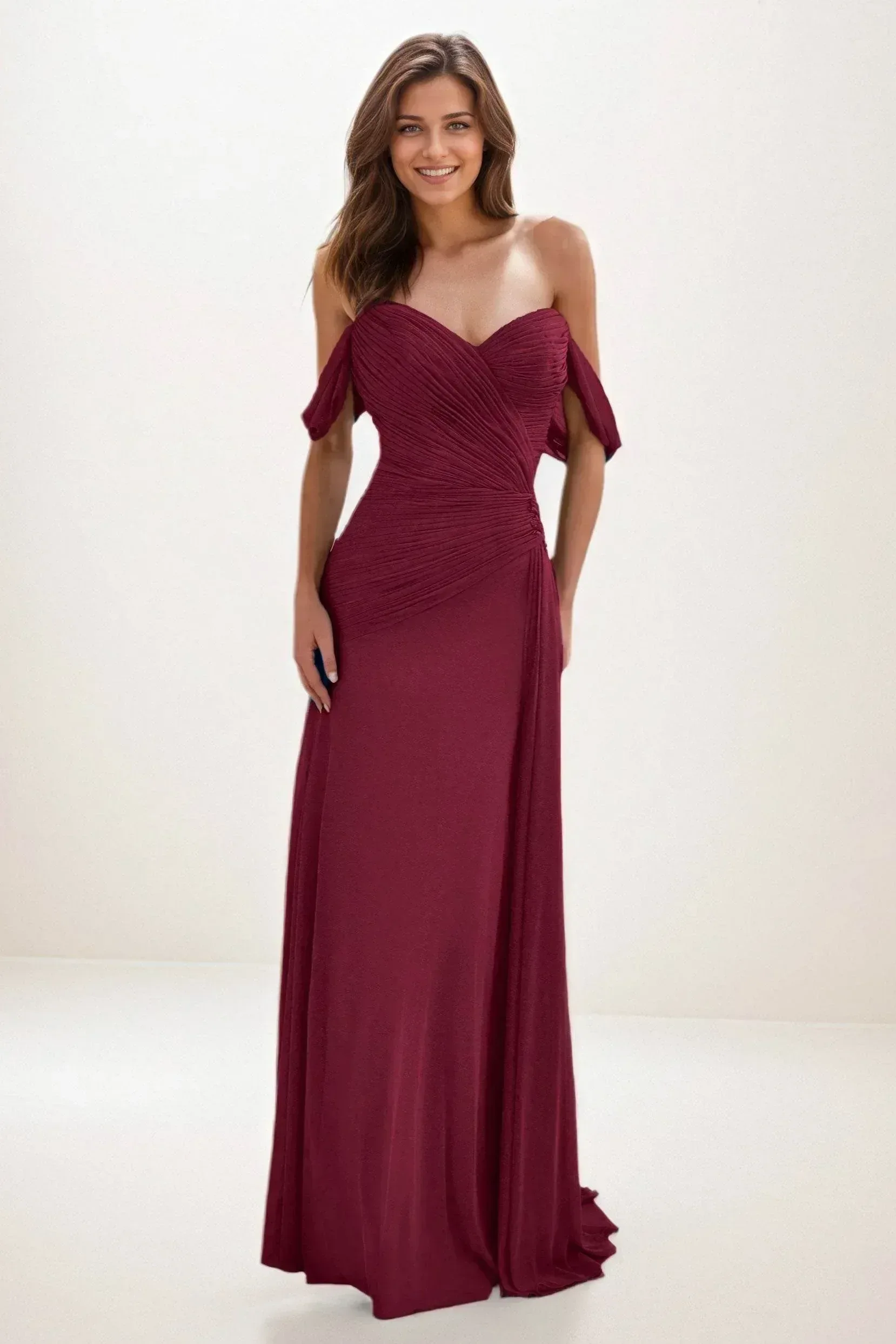 Sheath-Column Maxi Chiffon Wedding Guest Dress CG0288