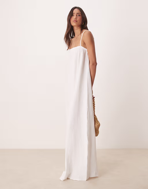 JDY cheesecloth sleeveless maxi dress in white