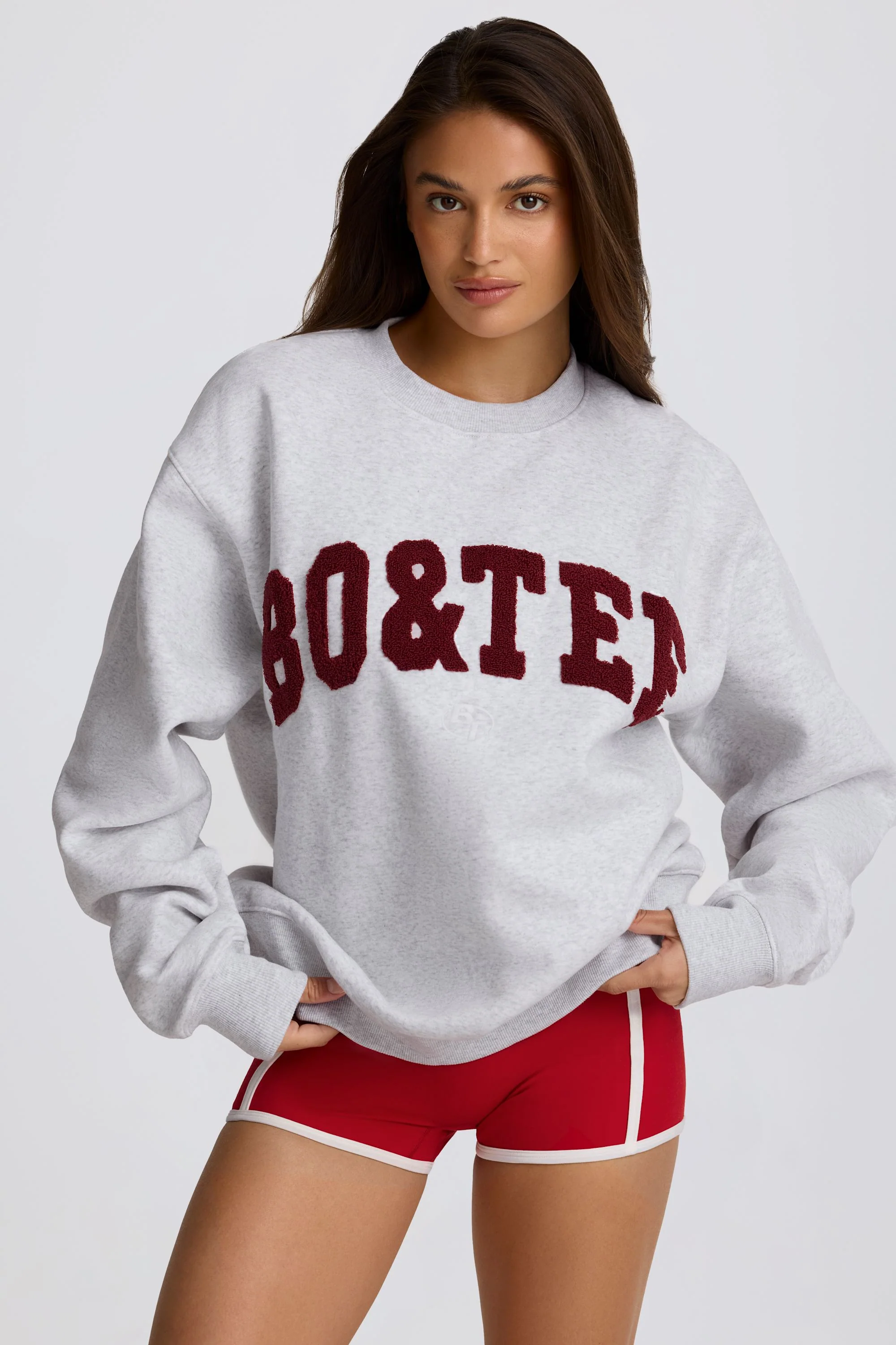 Oversized Crew-Neck Sweatshirt in Heather Grey