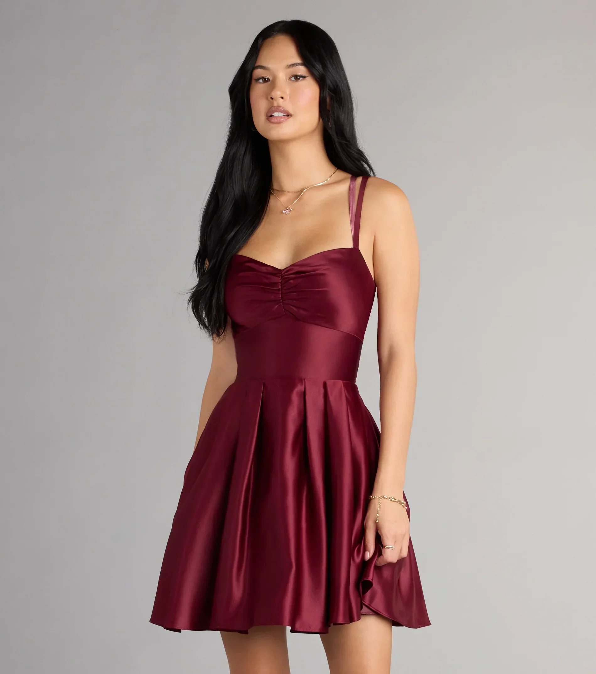Isabelle Satin Lace-Up Dress With Pockets