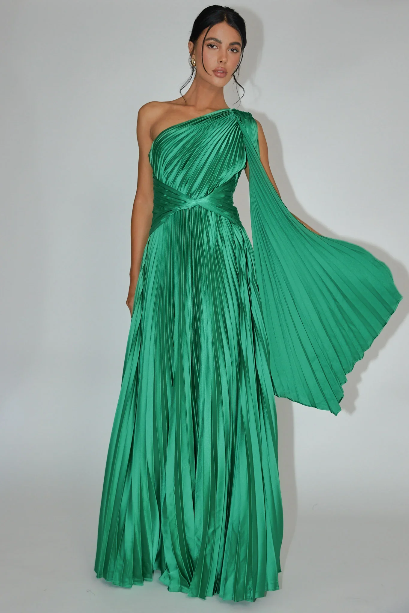 Laxmi Accordion Pleat Maxi Dress Kelly Green