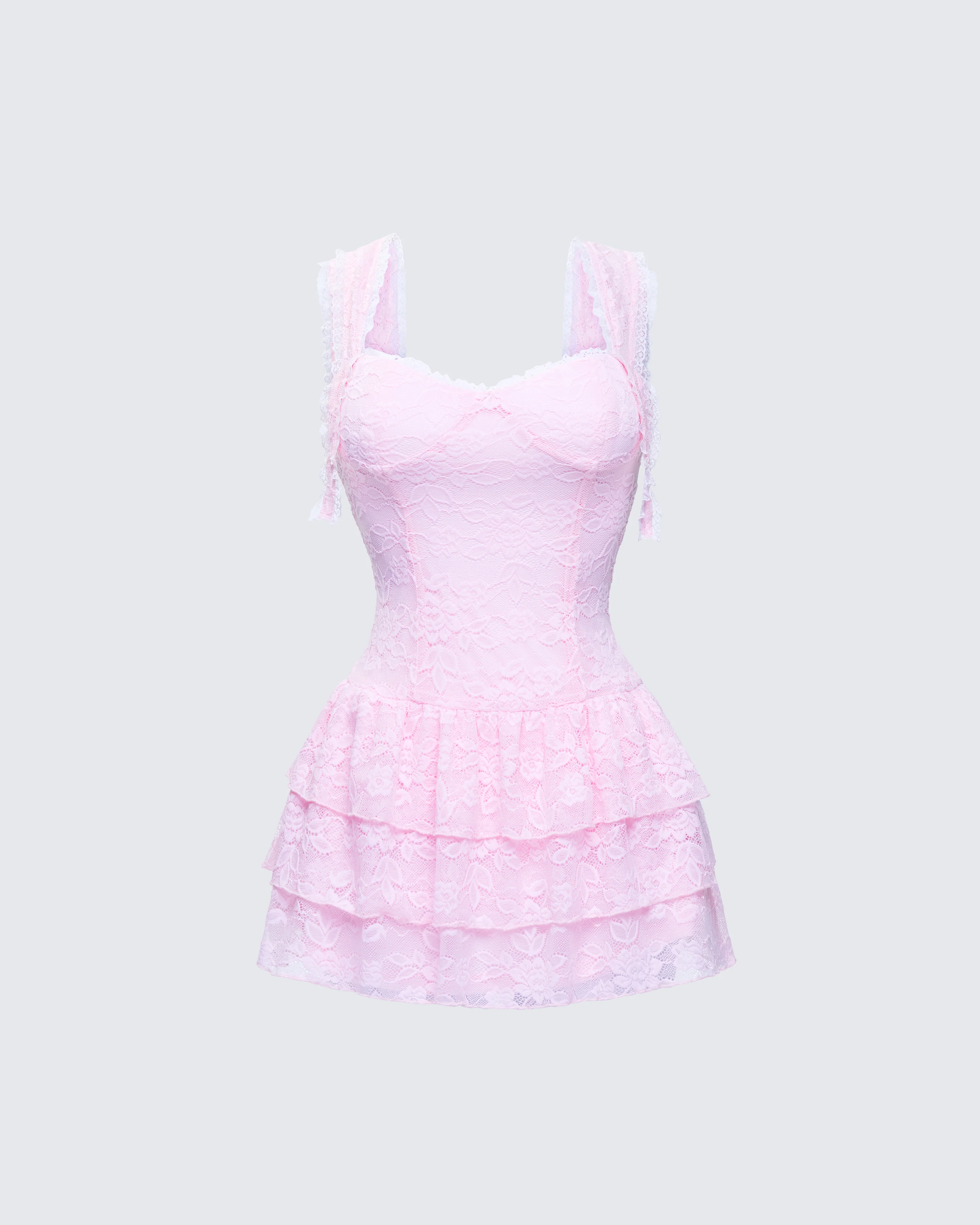 Jayella Pink Lace Mini Dress