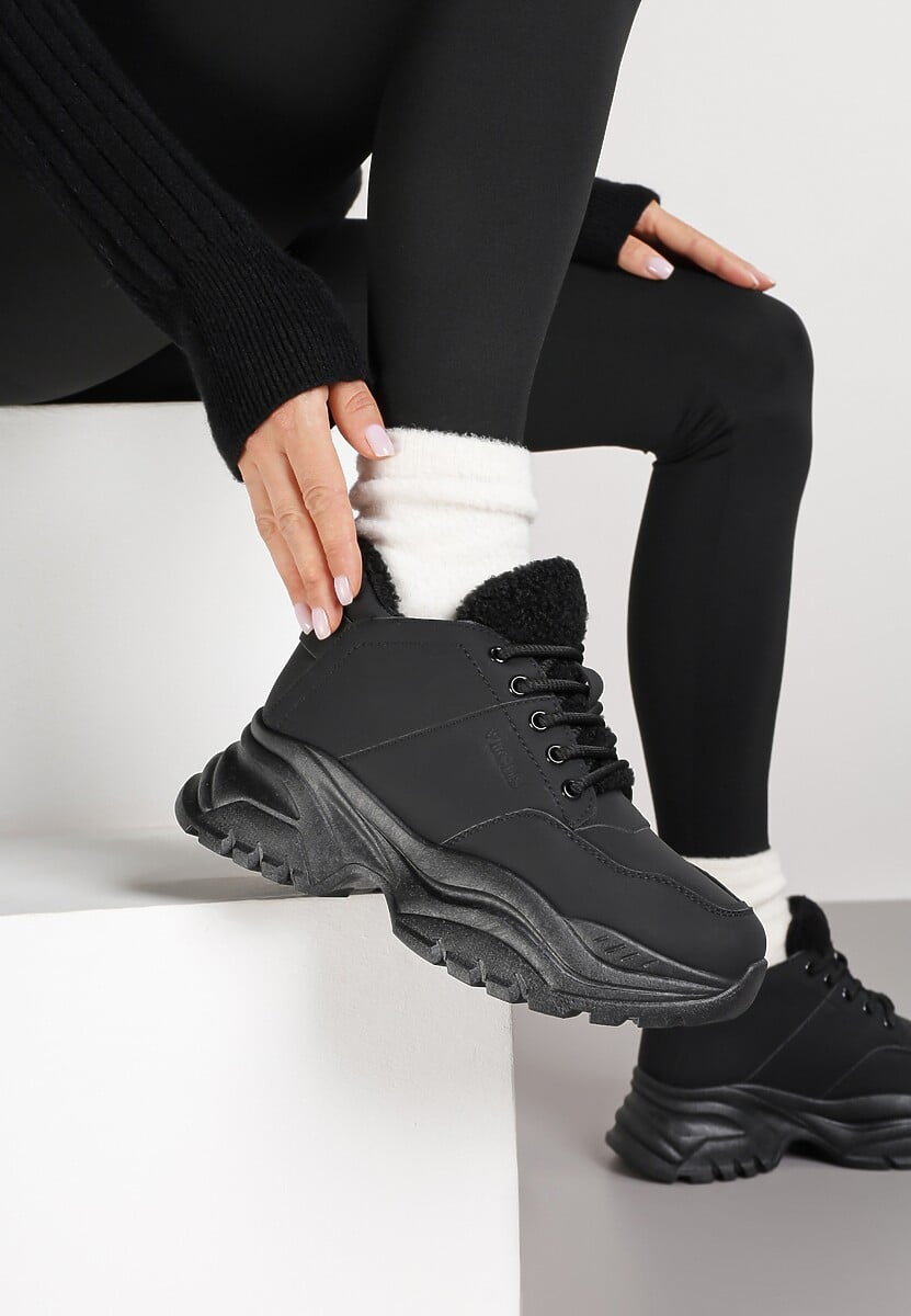 Brązowe Trapery Sneakersy Vices na Platformie z Tłoczeniem Nirrise