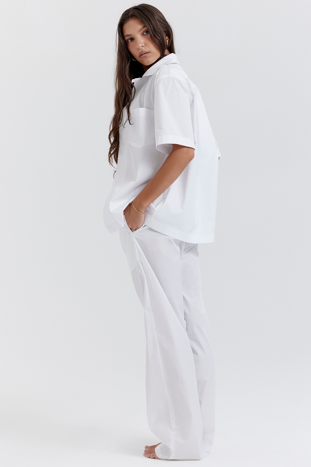 White Relaxed Fit Trousers