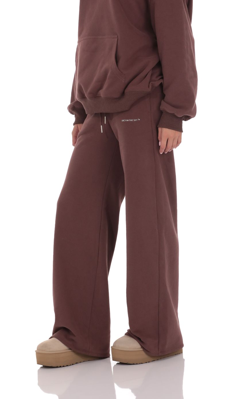 Fleece Straight Sweatpants in Brown