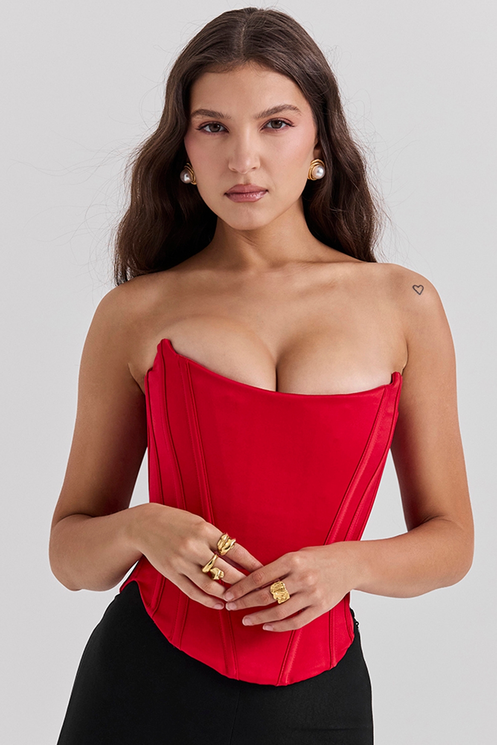 scarlet satin lace back corset