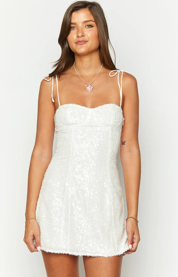Penny Lane White Sequin Mini Dress - luluinthesky
