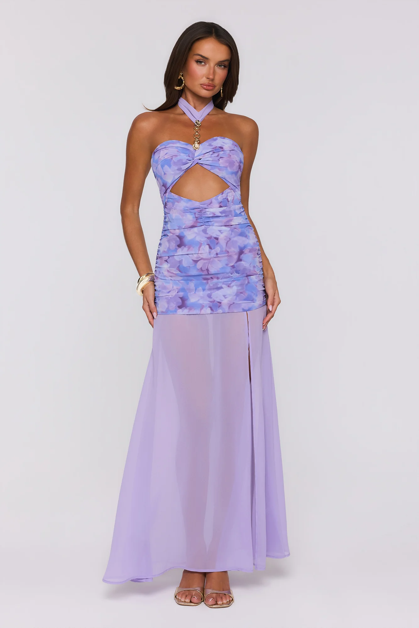 Lilac Whisper Halter Maxi Dress Lilac