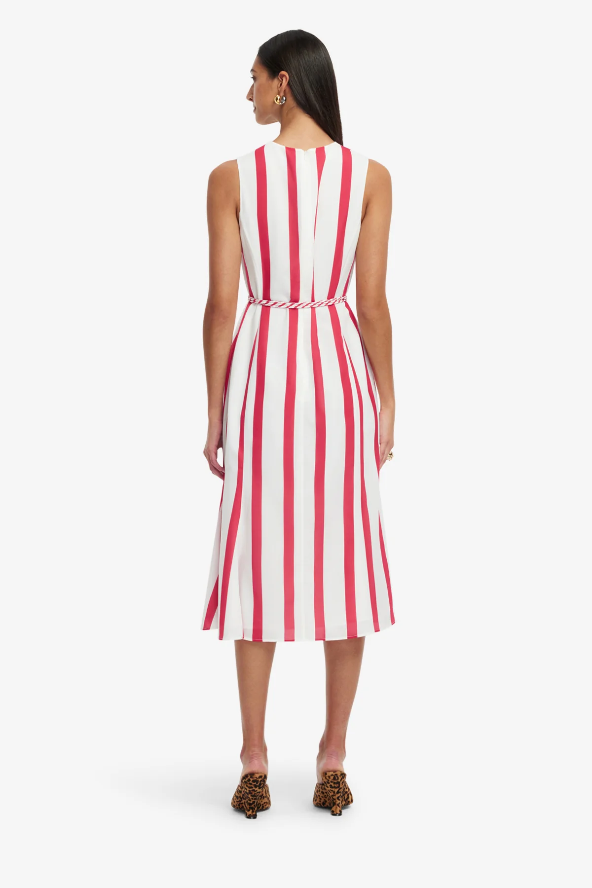 Olive Striped Midi Dress - Scarlet