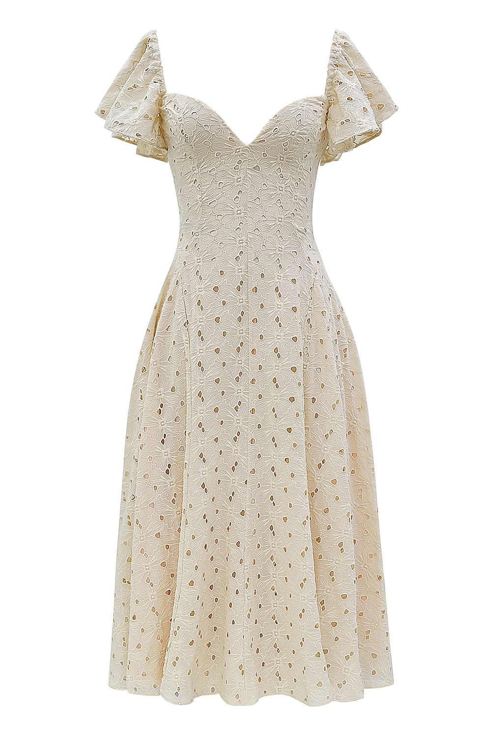 Cream Tea Broderie Anglais Midi Dress