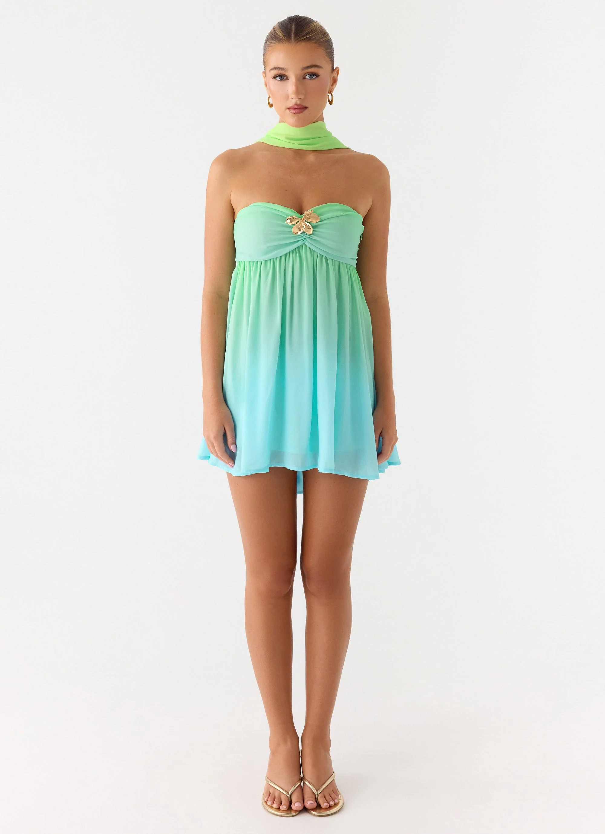 Calantha Scarf Mini Dress - Sea Ombre - luluinthesky