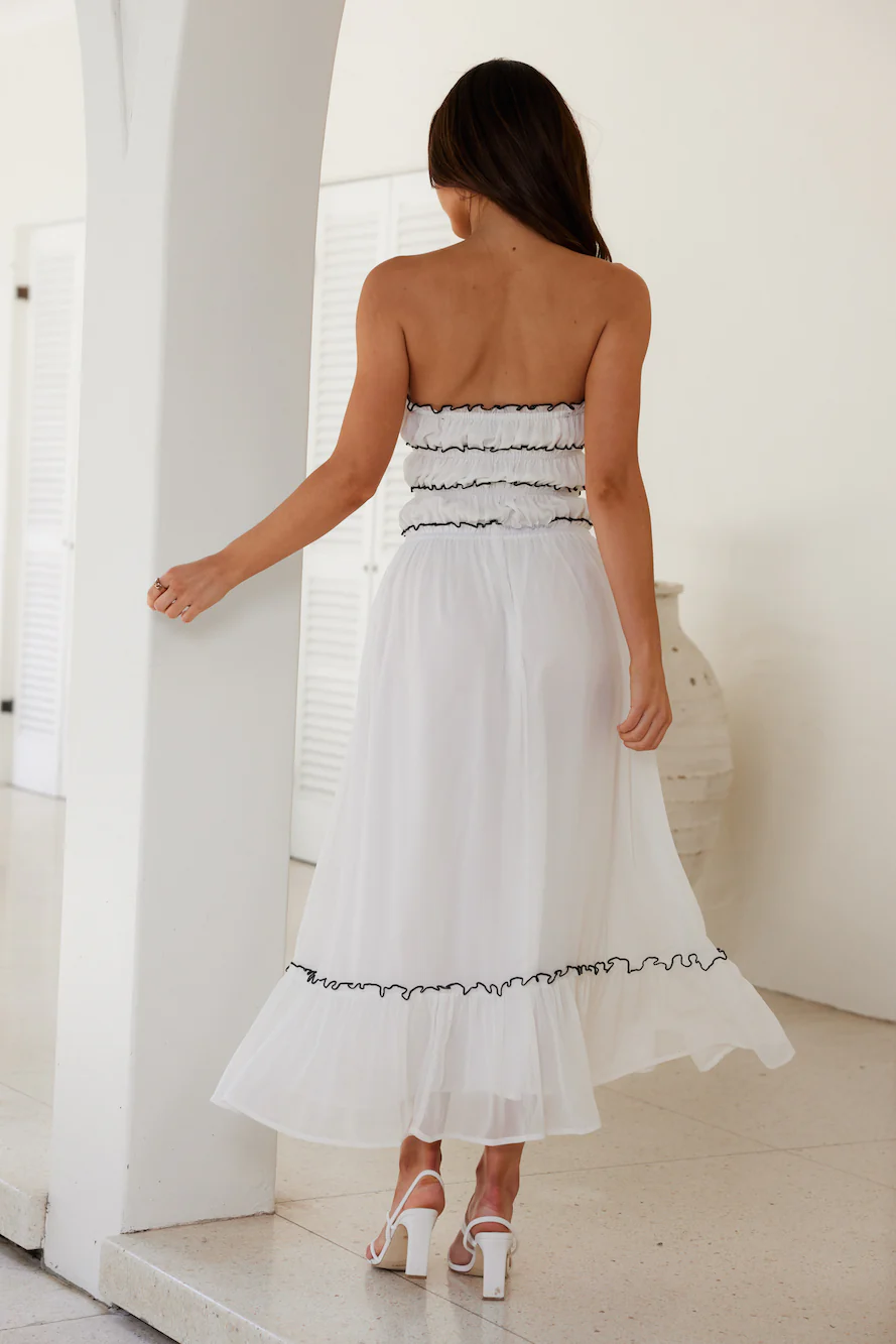 Garden Goddess Strapless Maxi Dress White - luluinthesky