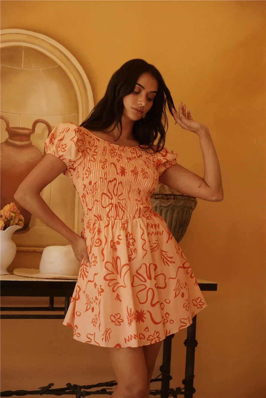 Sunset Scenes Mini Dress Orange