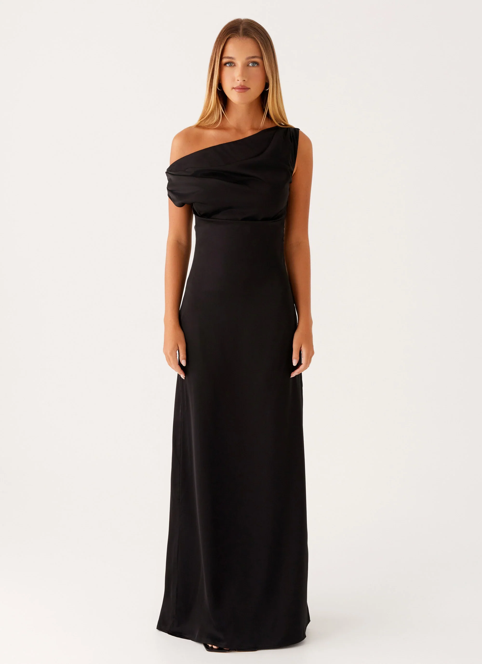 Heart Of Glass Satin Maxi Dress - Black
