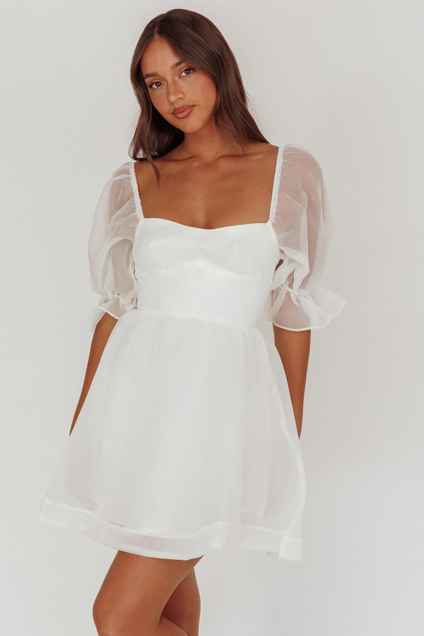 I've Got Sunshine Puff Sleeve Mini Dress White - luluinthesky