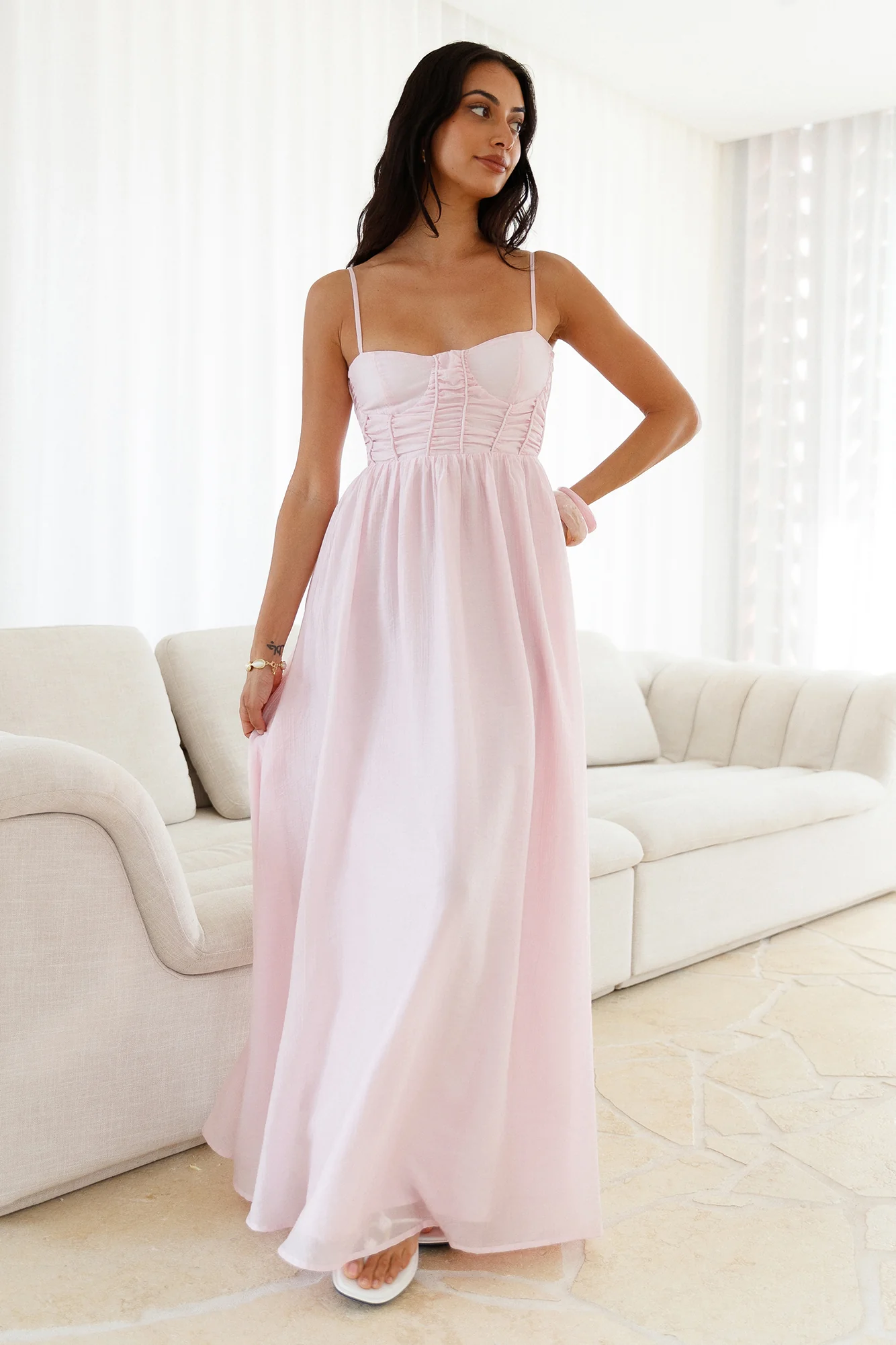 Petal And Poise Midi Dress Pink