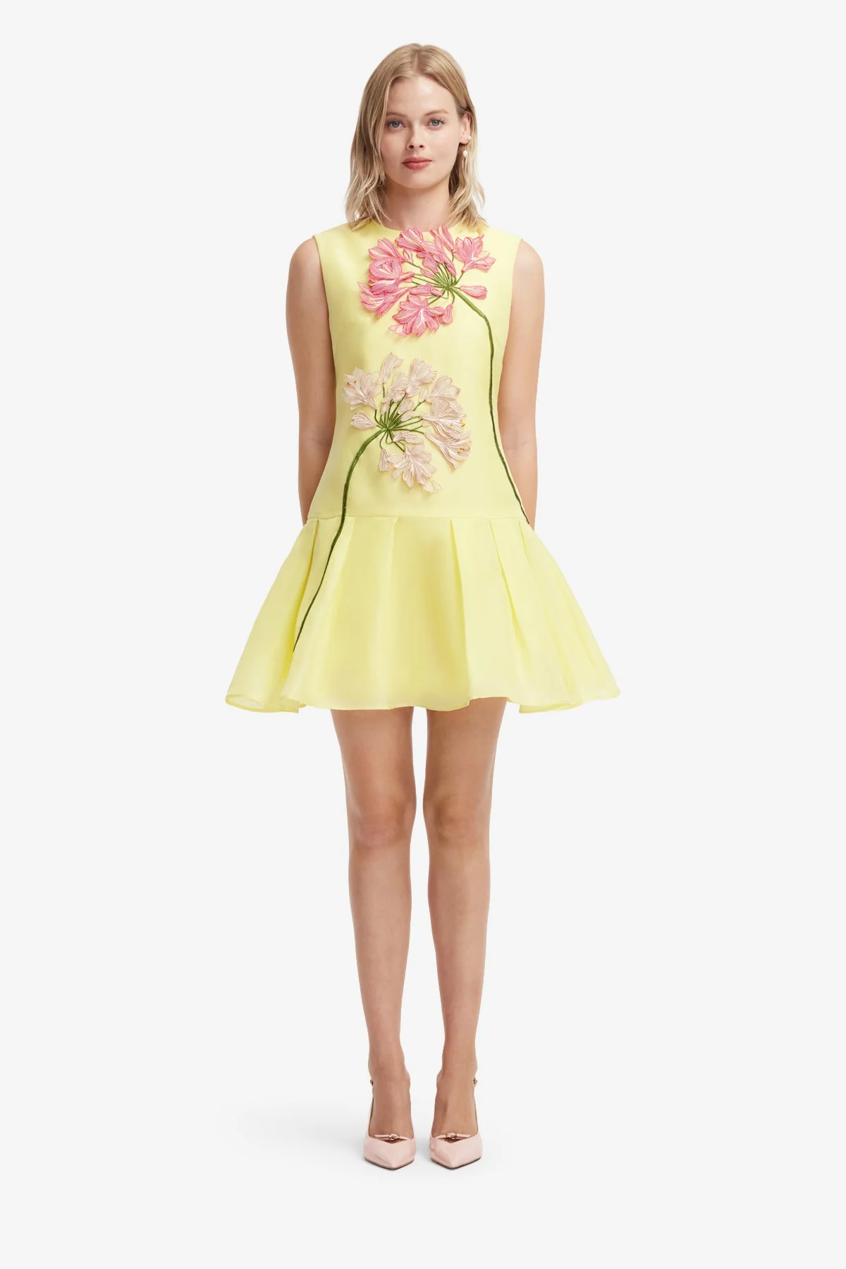 Petra Appliqué Mini Dress - Agapanthus Print