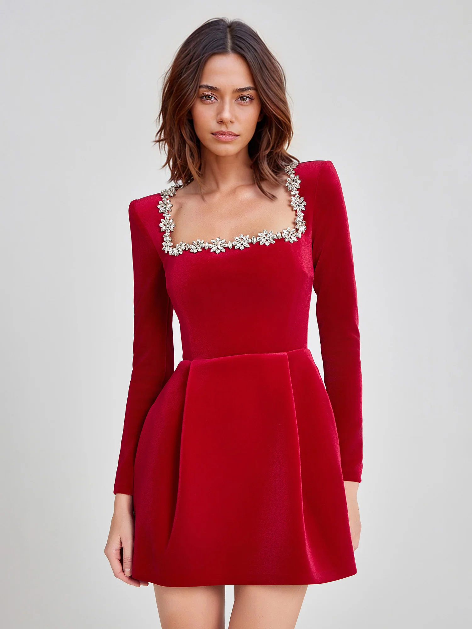 Red Striped Velvet Dress