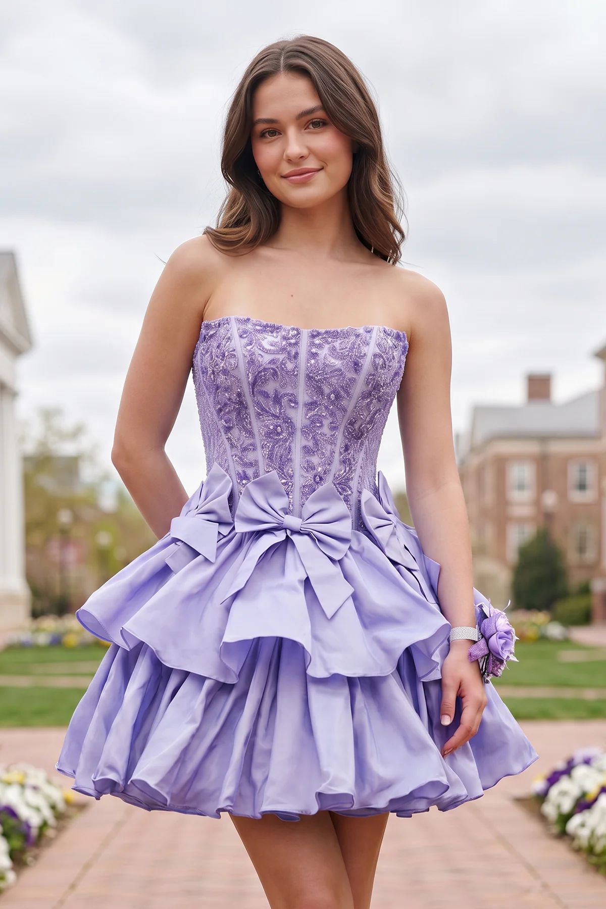 Lime Green - Strapless Sequins A-Line Homecoming Dress With Bow
