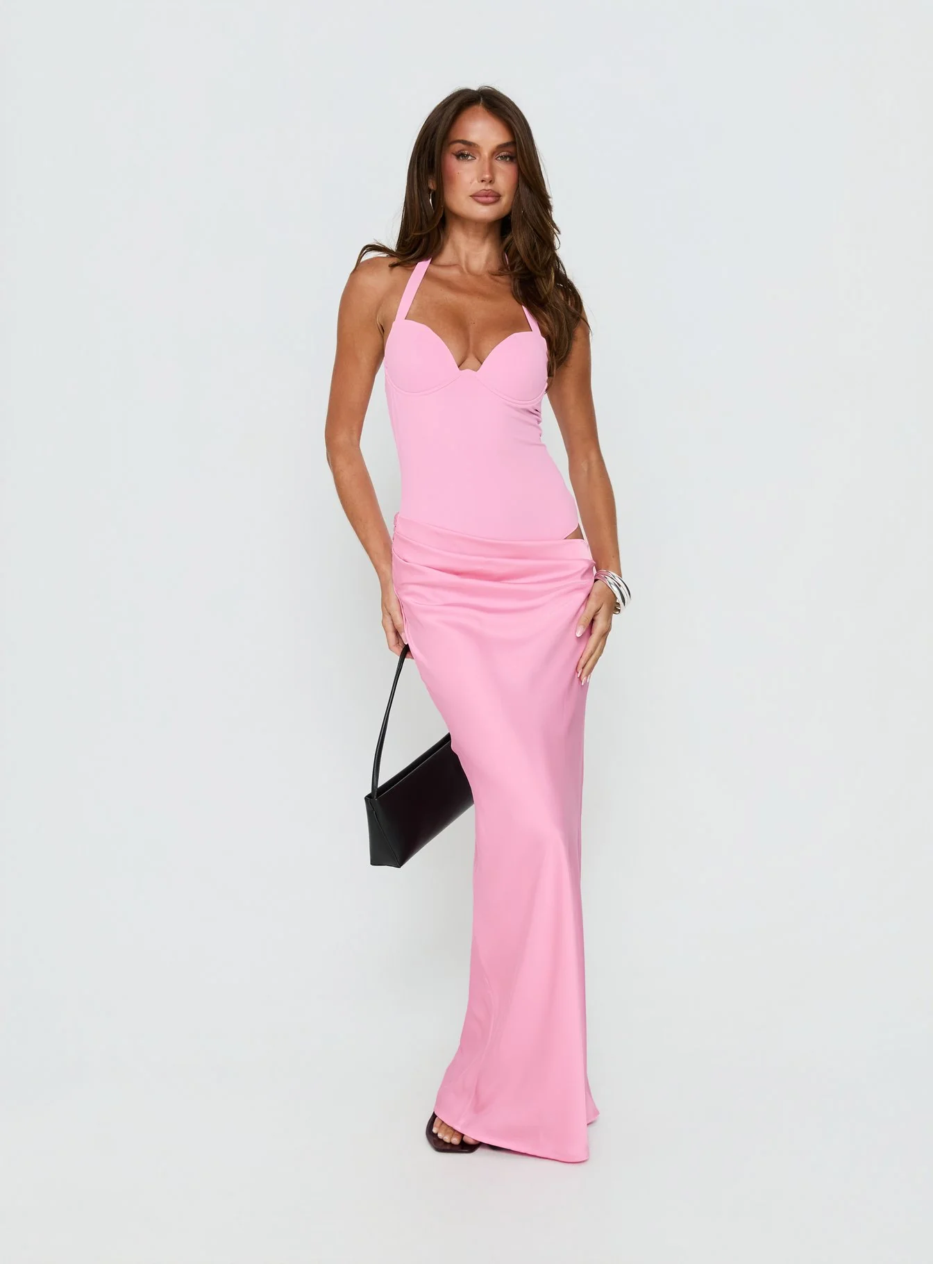 Tayna Draped Maxi Dress Pink