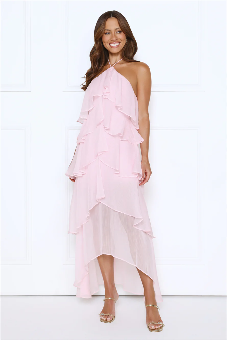 Dreamlight Affair Halter Maxi Dress Pink