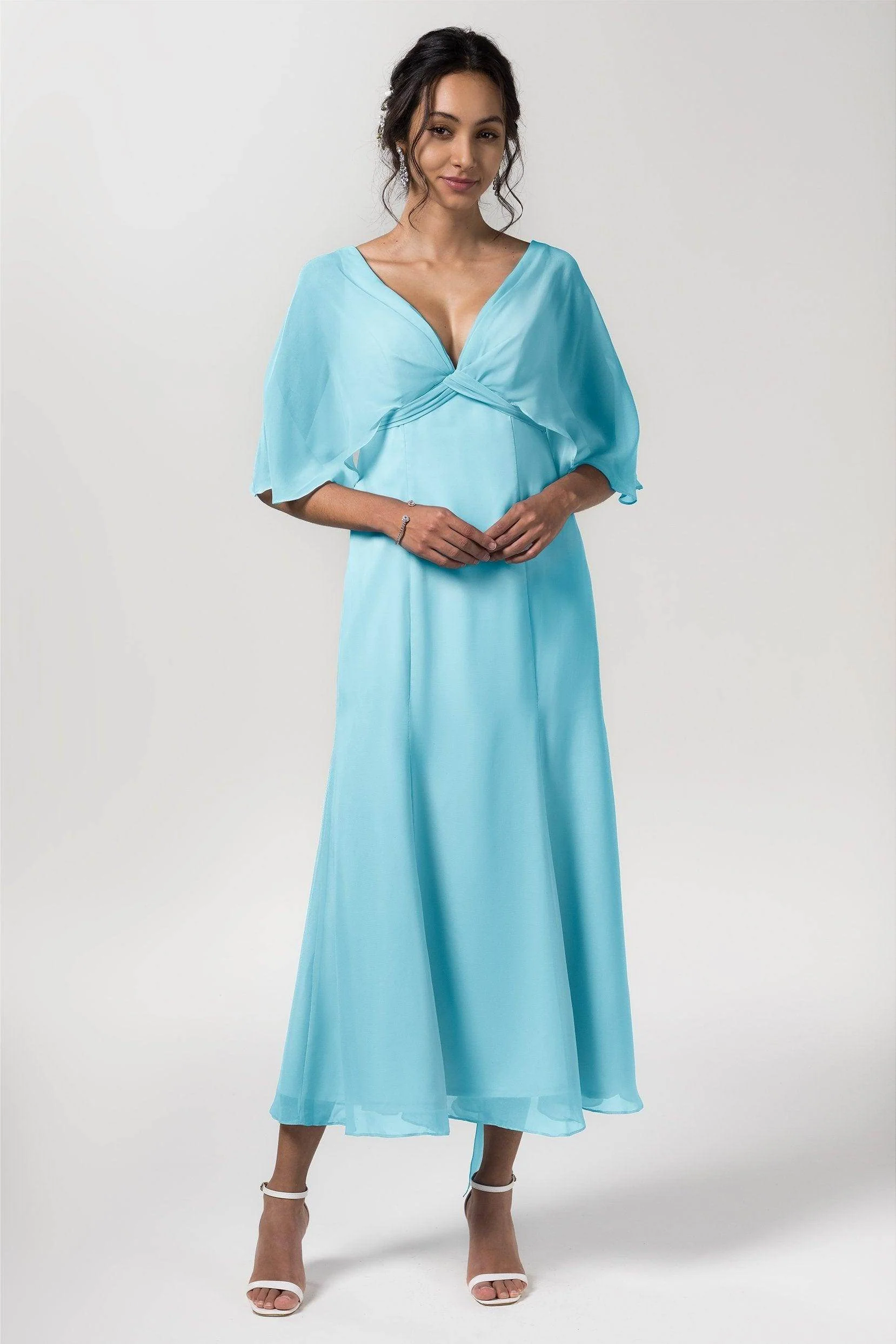 A-Line Tea Length Chiffon Bridesmaid Dress CB0553