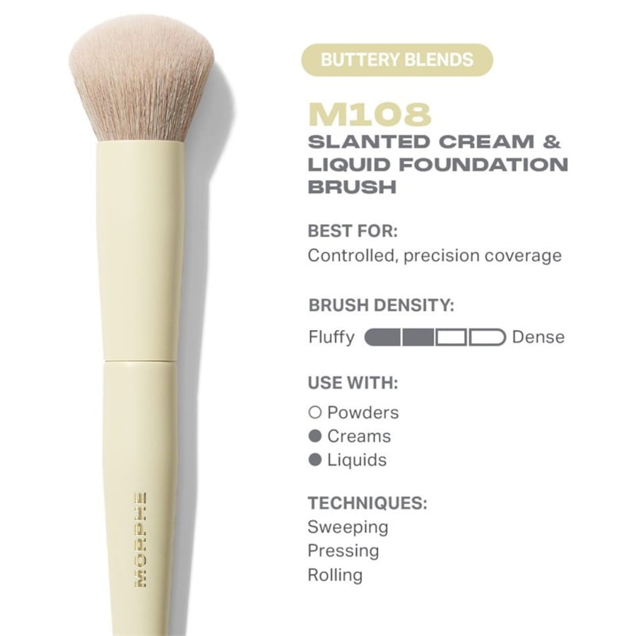 Morphe Szczotki do twarzy M108 Beauty Blends Slanted Cream & Liquid Foundation Brush