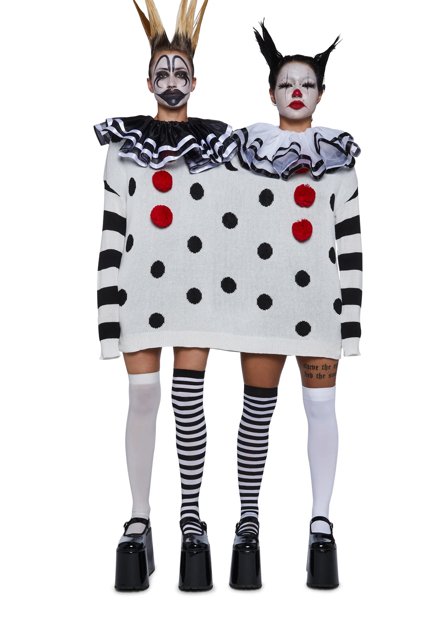 Clown Trouble Knit Sweater Set - Black/White