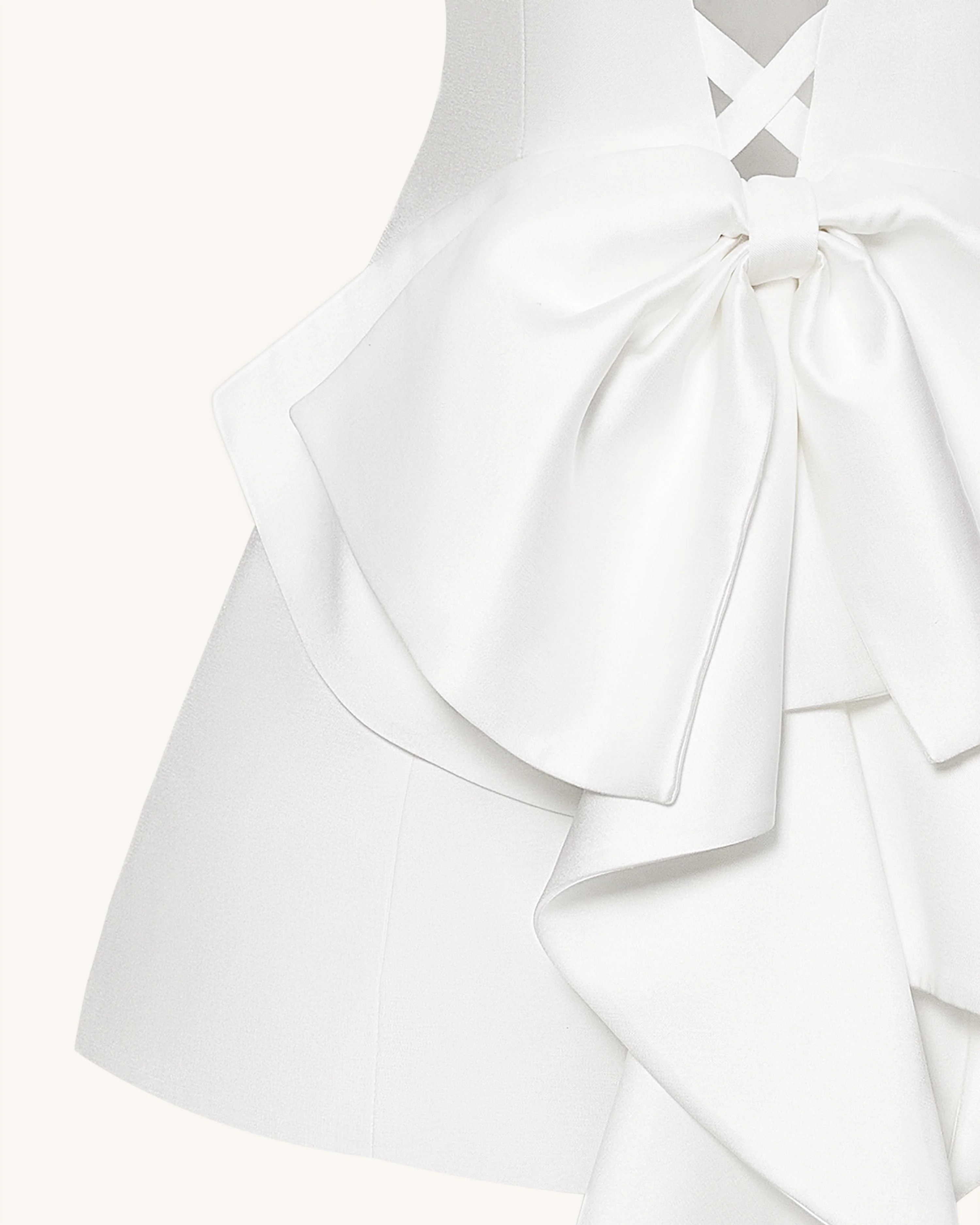 Satin Strapless Bow-Back Mini Dress - White - luluinthesky
