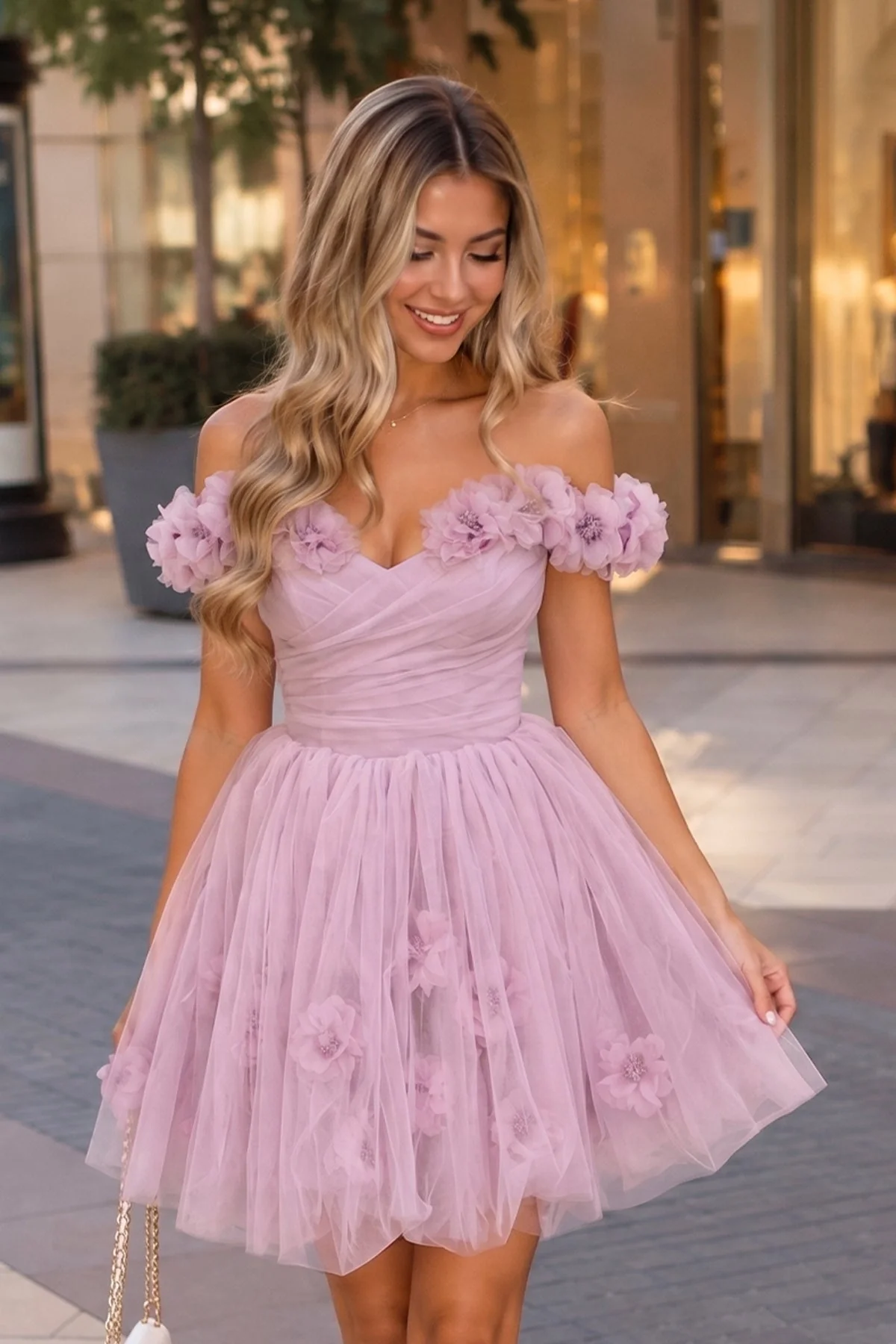 Lilac Corset Strapless Short Tulle Homecoming Dress