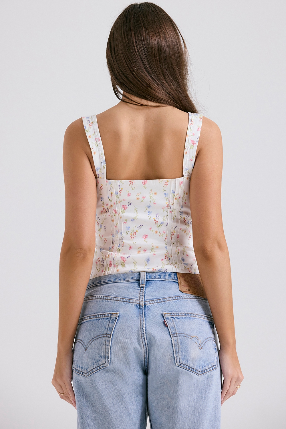 White Posy Print Top