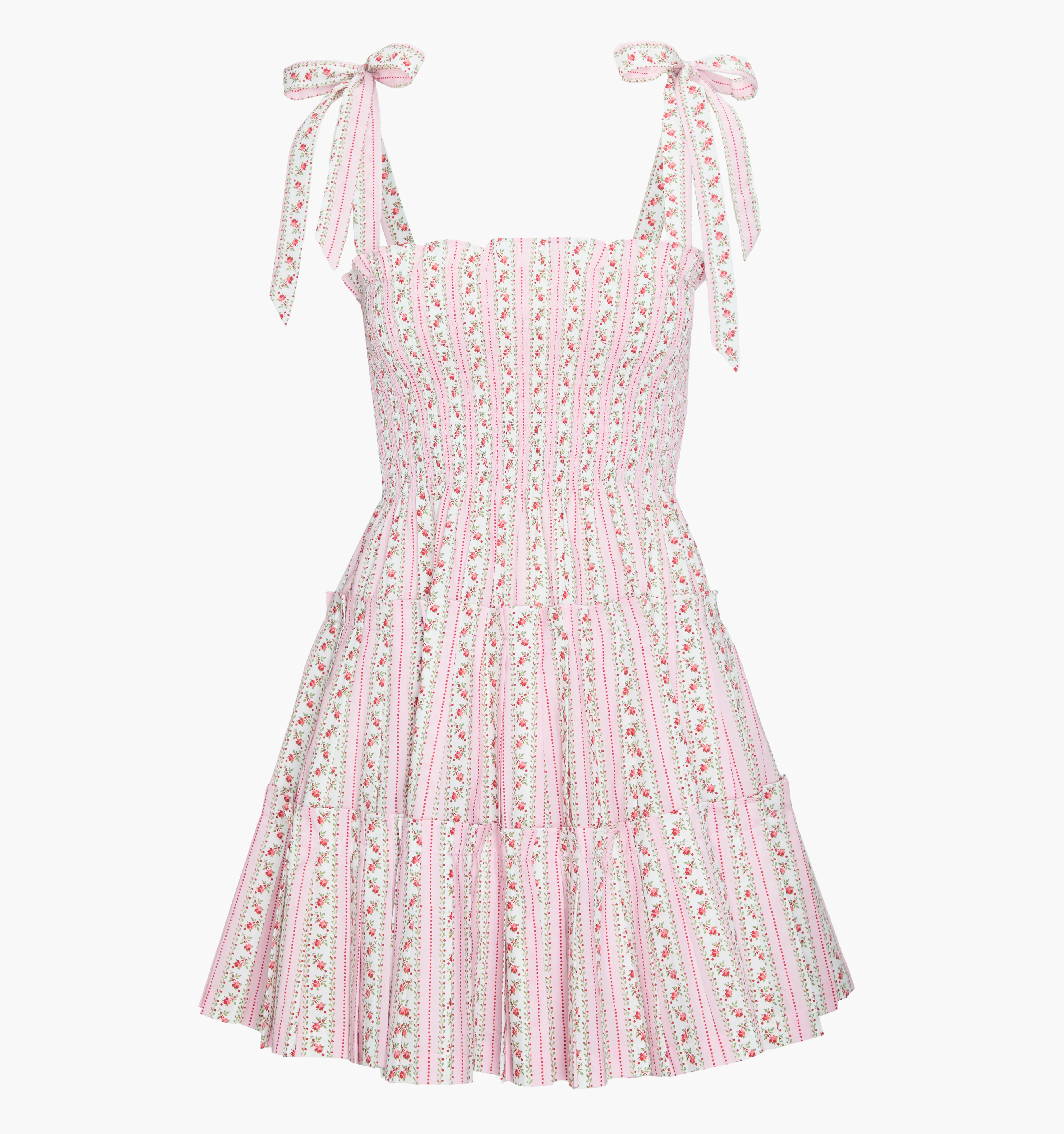 The Ribbon Charlotte Nap Dress - Pink Floral Dot Stripe