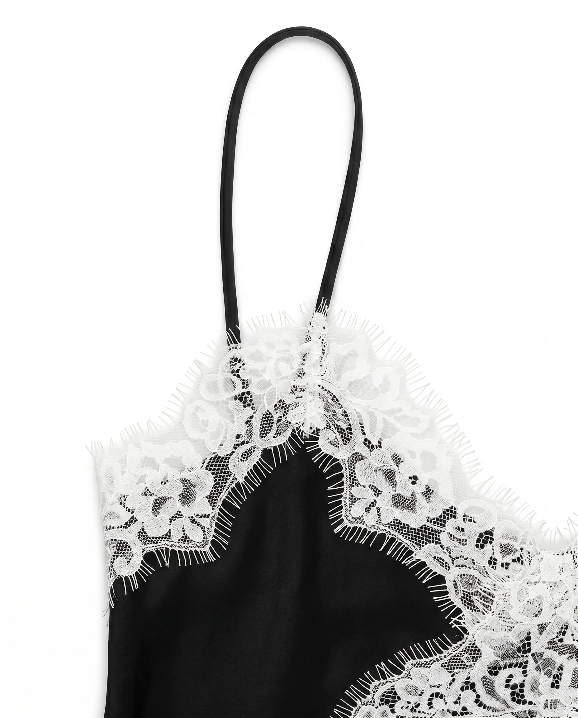 Asymmetrical Lace Trim Satin Cami Top