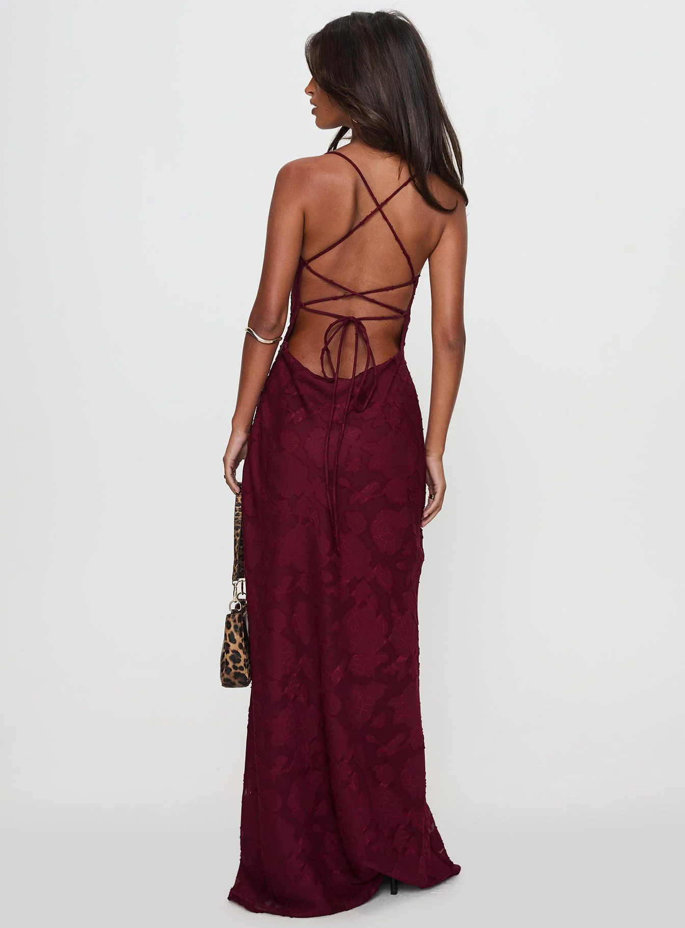 Celena Maxi Dress Burgundy Burnout
