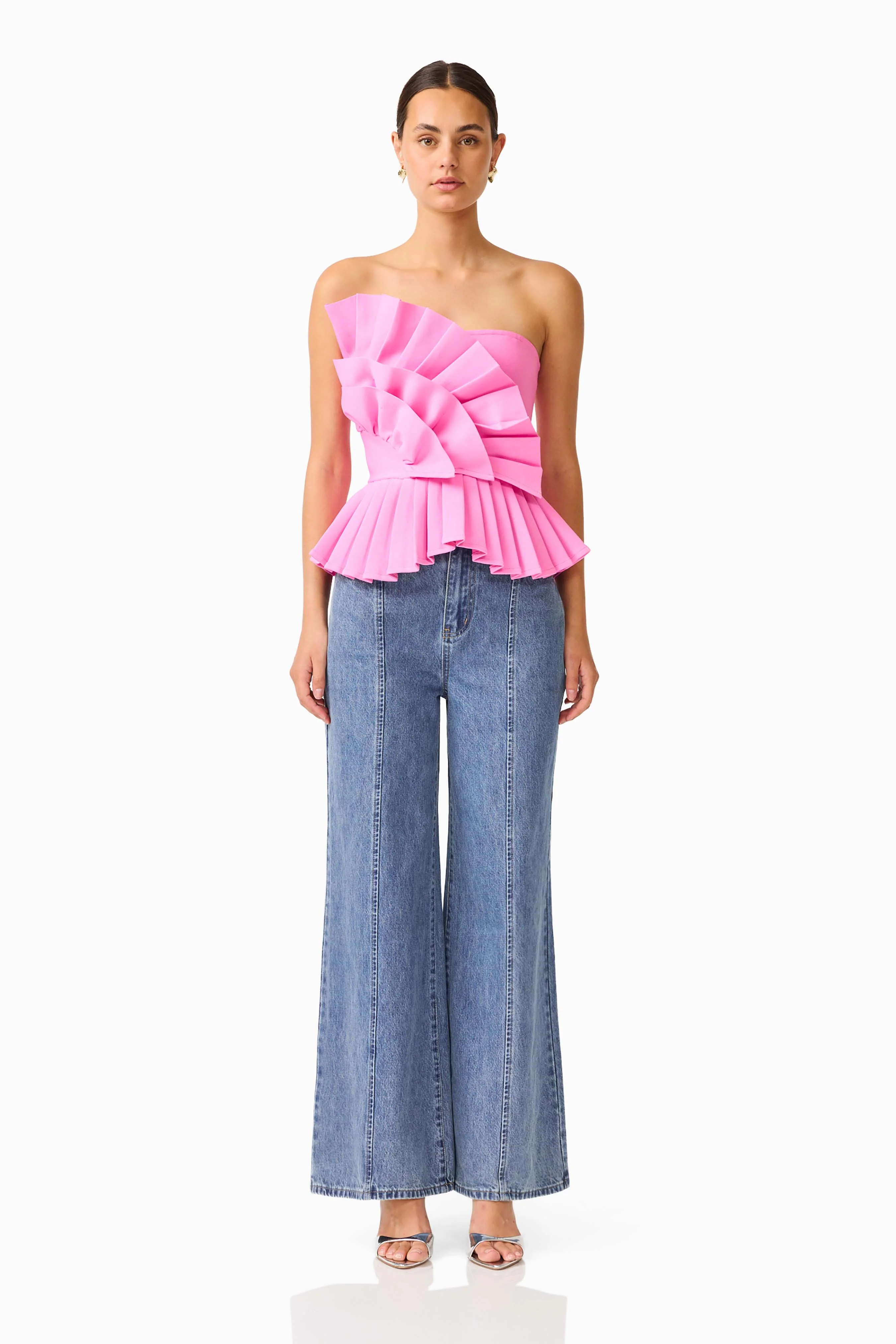 Orelia Pleated Top in Candy Pink