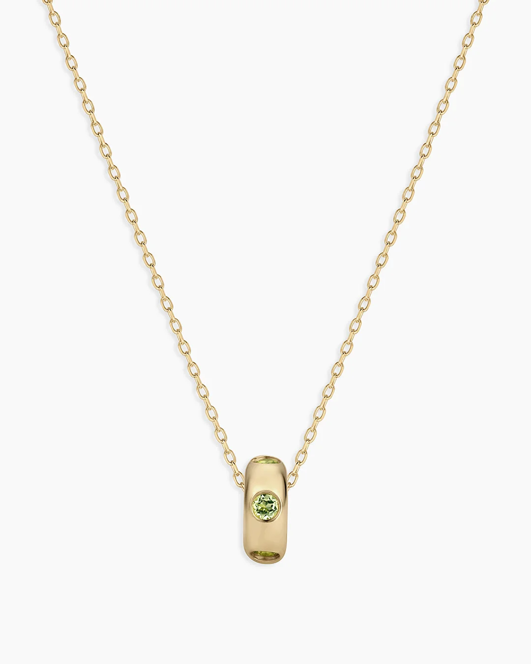 14K Gold Birthstone Halo Charm Necklace