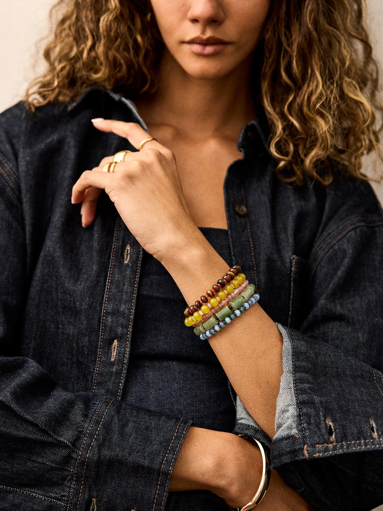 Darcy Semi-Precious Beaded Bracelet Set - Muted Multi