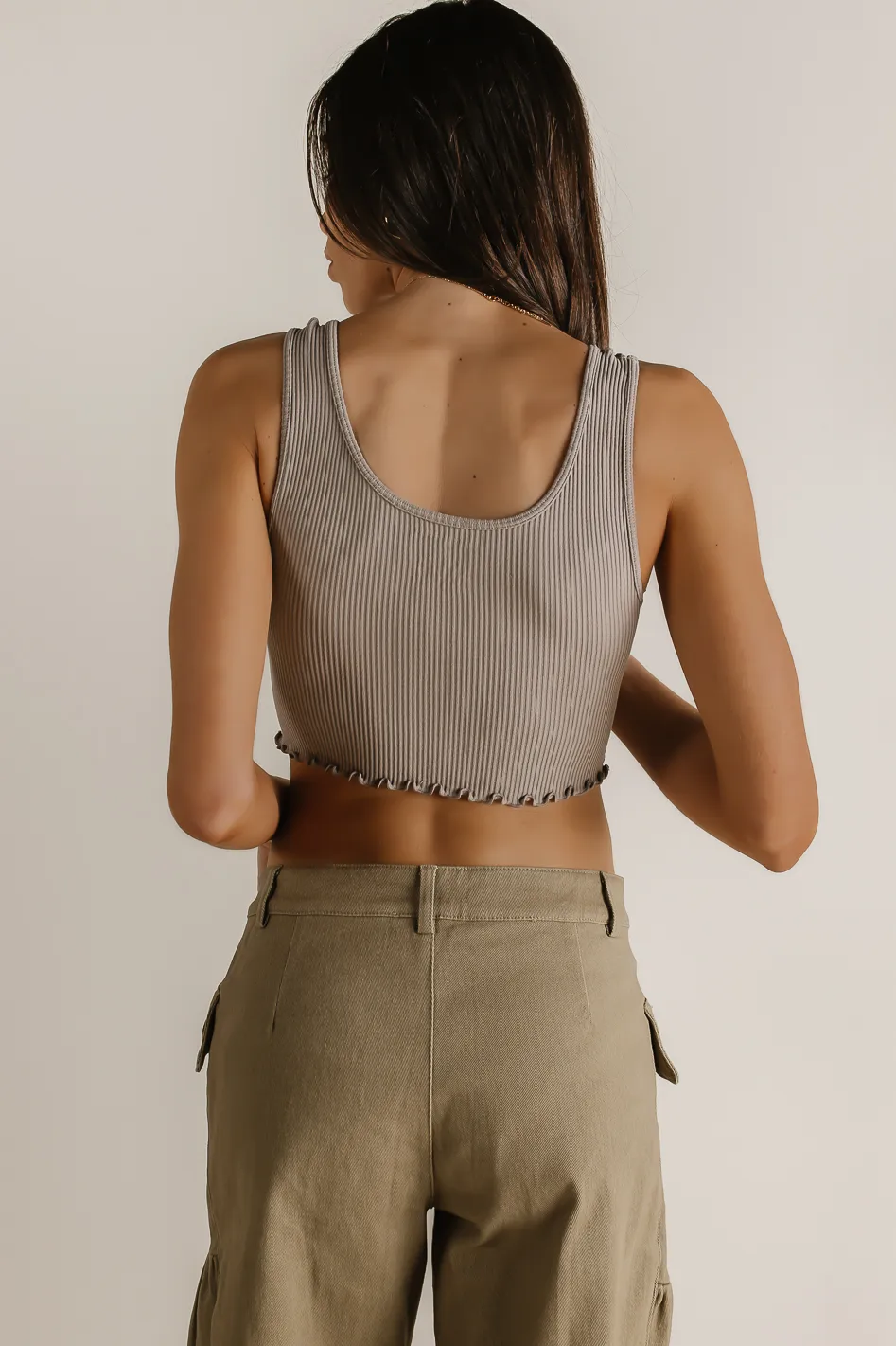 Everleigh Cropped Tank in Taupe